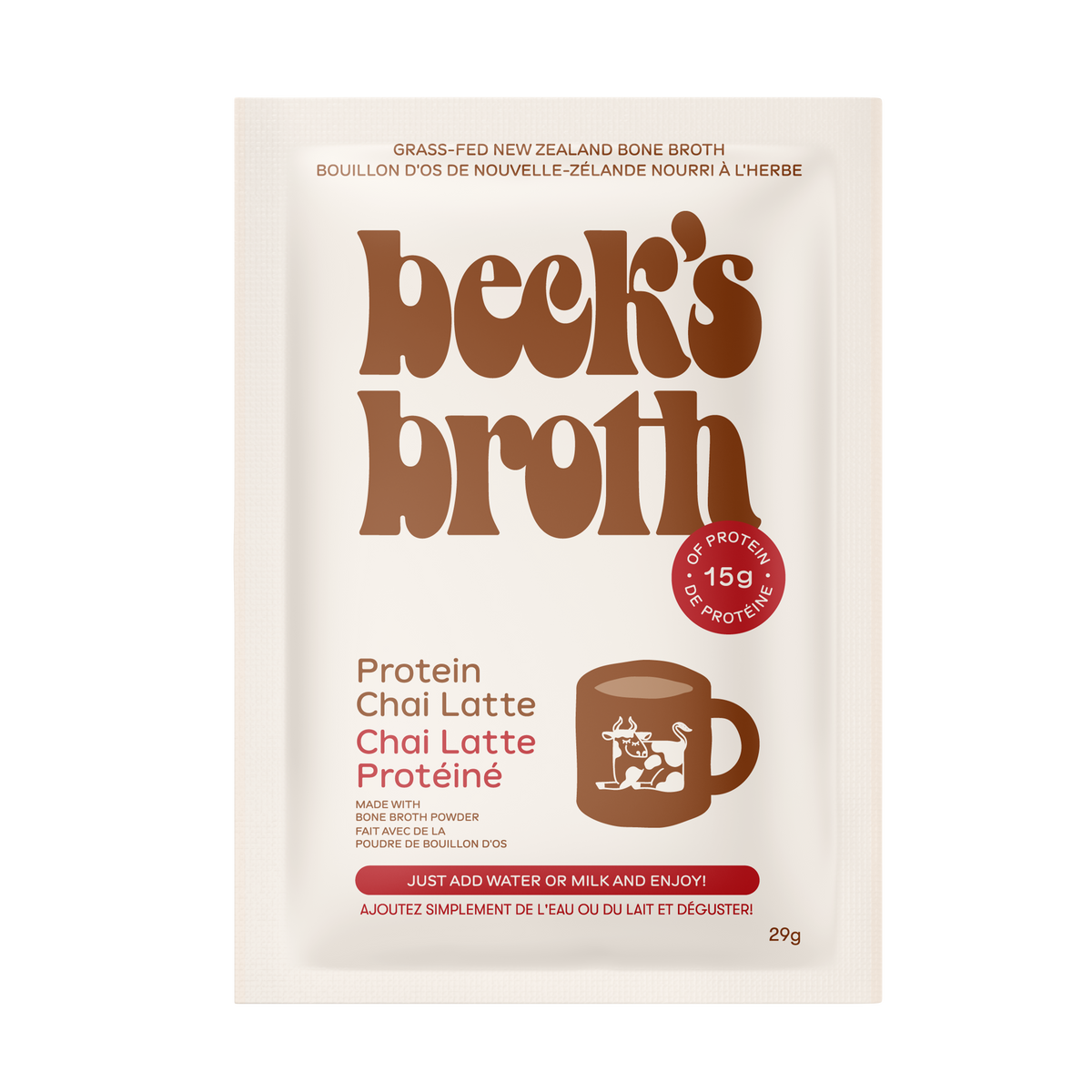 Beck's Broth Protein Chai Latte - Case of 12 Sachets