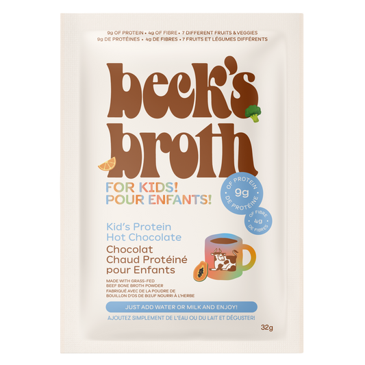 Beck's Broth Kids Protein Hot Chocolate single-serve sachet