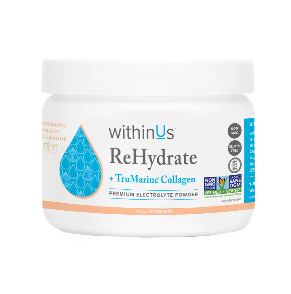 withinUs ReHydrate Collagen Peach Jar (20 Servings)