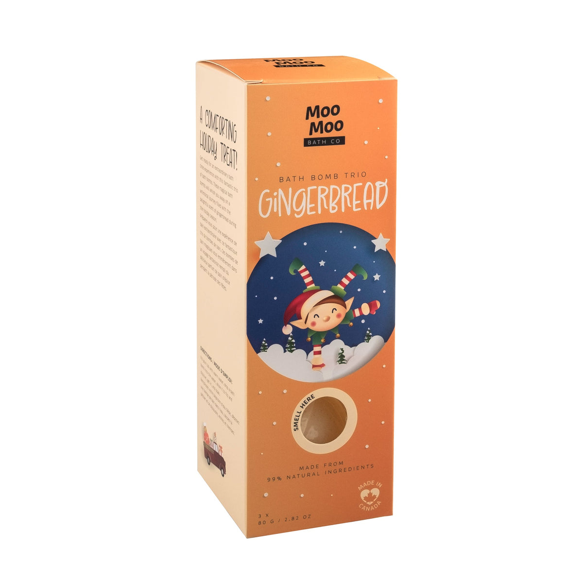 Moo Moo Bath Co Kids Bath Bombs, Jumbo 250g or Holiday Trio 3 x 80g - Gingerbread / Holiday Trio (3 x 80g)