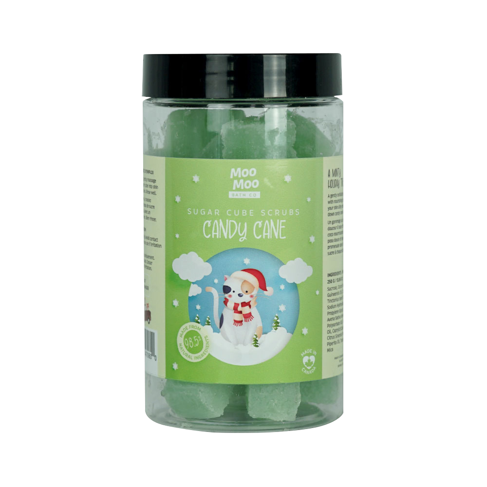 Moo Moo Bath Co Exfoliating Sugar Cube Scrubs, 6 Scents, 250g - Candy Cane