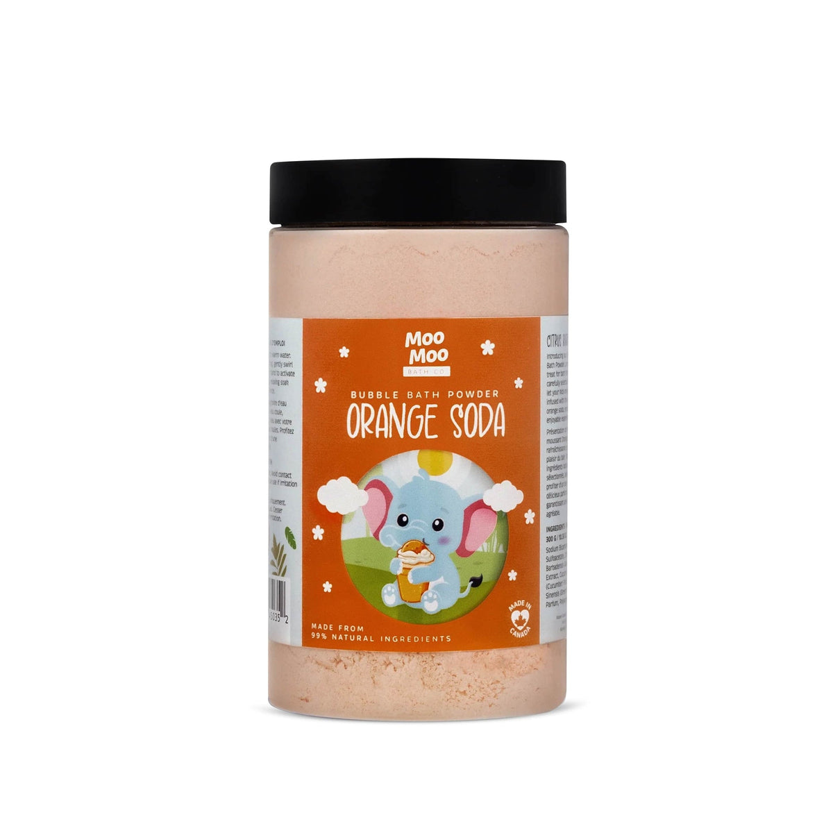 Moo Moo Bath Co Kids Bubble Bath Powder with Aloe and Green Tea, 7 Scents, 250g-300g - Orange Soda / 300g