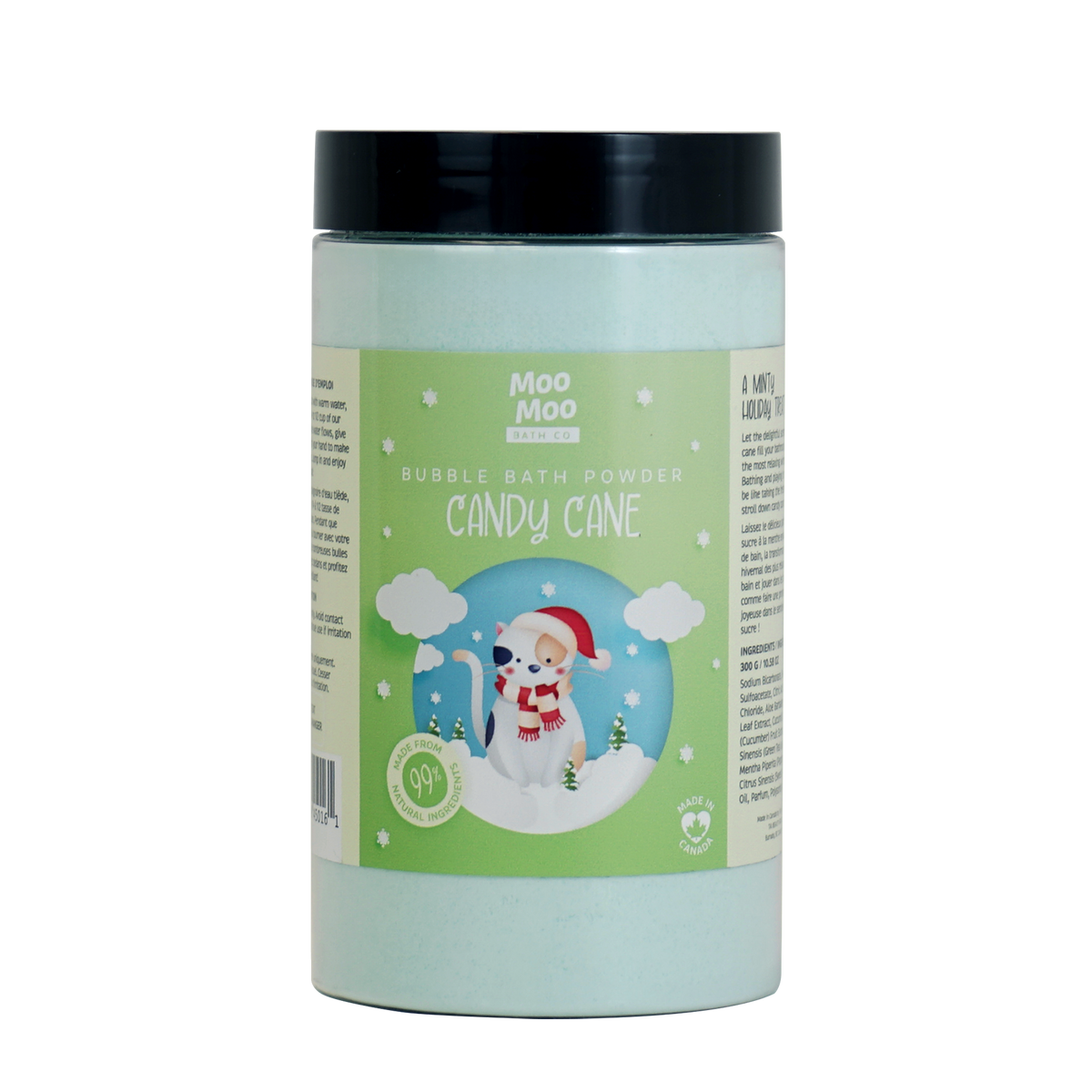 Moo Moo Bath Co Kids Bubble Bath Powder with Aloe and Green Tea, 7 Scents, 250g-300g - Candy Cane / 250g