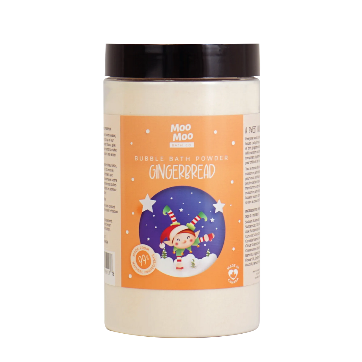 Moo Moo Bath Co Kids Bubble Bath Powder with Aloe and Green Tea, 7 Scents, 250g-300g - Gingerbread / 250g