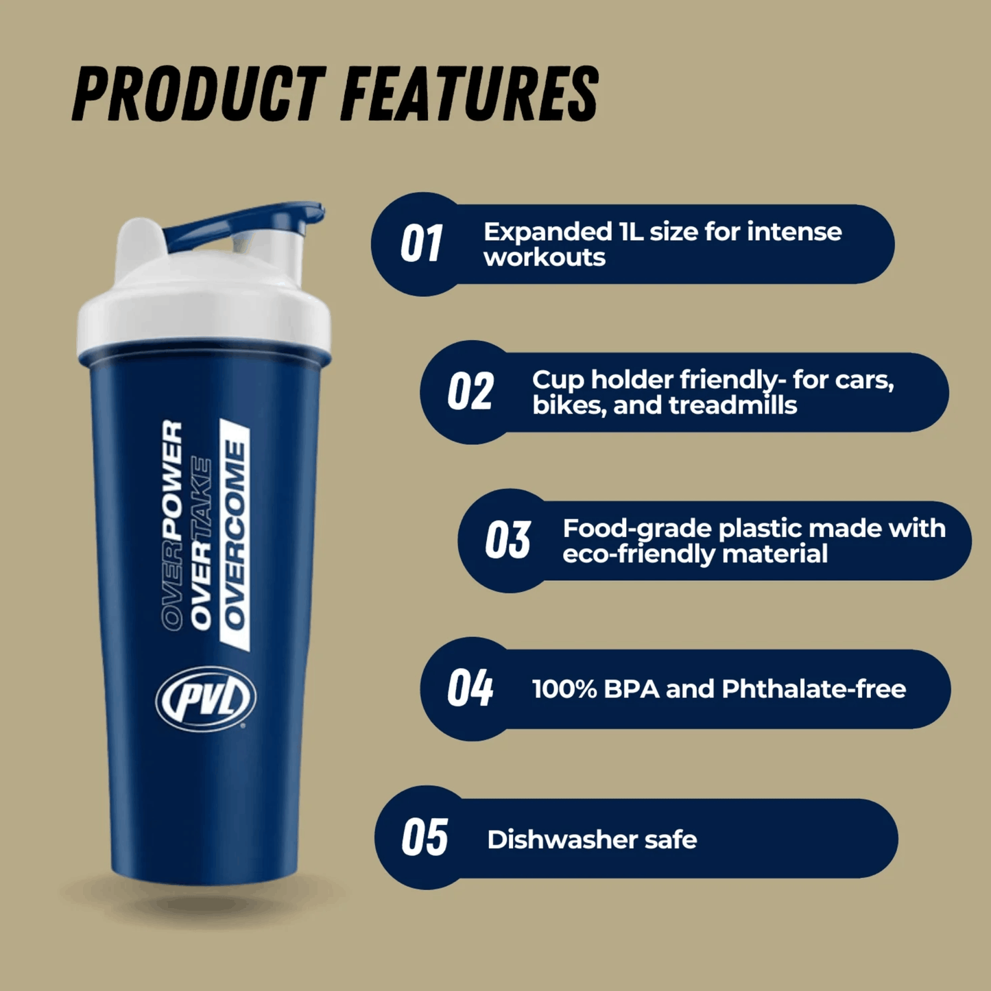 Navy Blue | PVL Shaker Cup Bottle