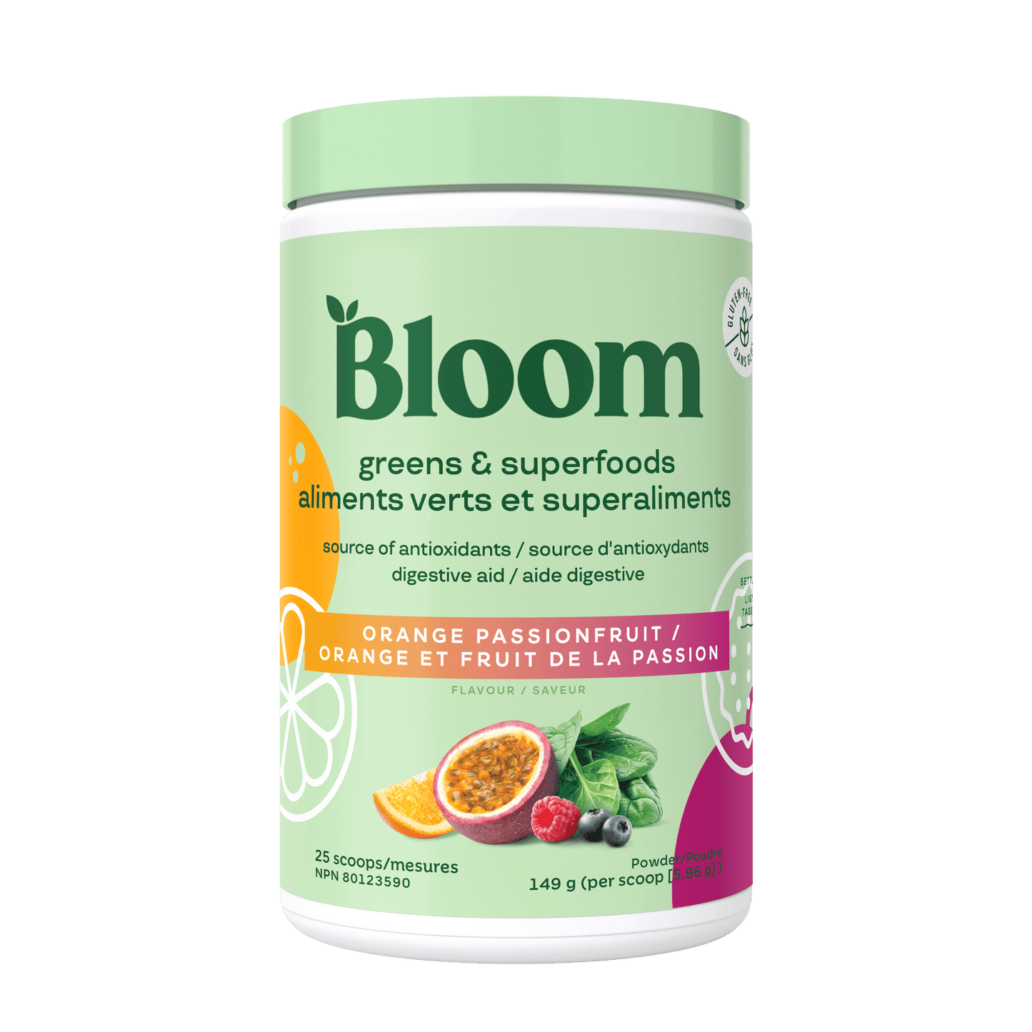 Bloom Greens & Superfoods Orange Passionfruit powder