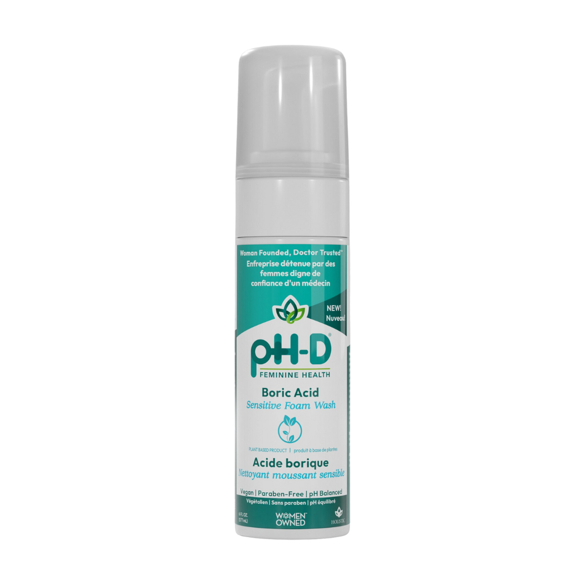 pH-D Feminine Health Boric Acid Sensitive Foam Wash, pH-Balanced External Intimate Wash with Lavender, 177ml