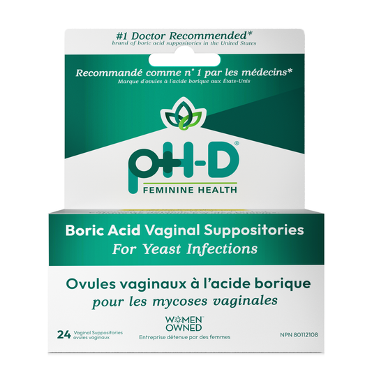 24 Suppositories | pH-D Feminine Health Boric Acid Vaginal Suppositories 600mg 24 Suppositories