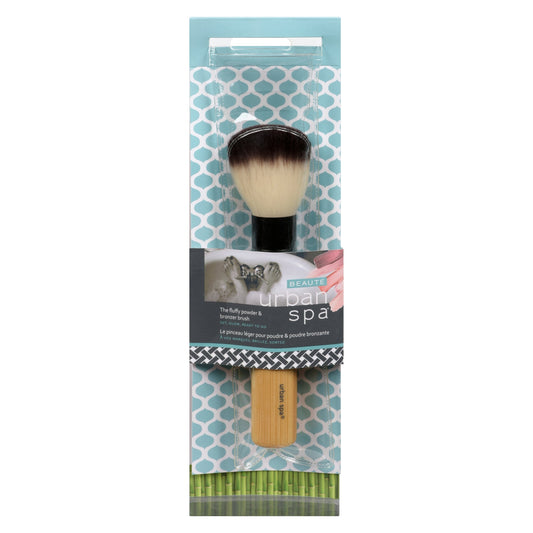 Urban Spa Makeup Brushes with Bamboo Handles and Vegan Bristles, Powder, Foundation, Blush, Brow and Eyelid Brushes - Powder and Bronzer