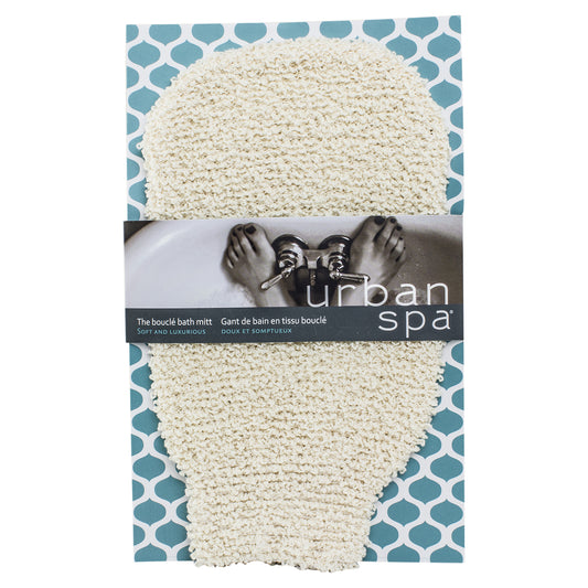 Urban Spa Bouclé Bath Mitt, Soft Cotton Mitt with Gentle Exfoliating Nubs