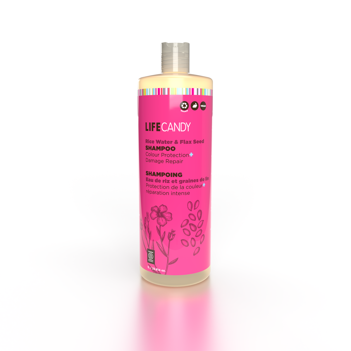 Urban Spa Shampoo 1L, Colour-Friendly Daily Shampoo with Plant Oils, Rice Water and Flax, Aloe and Hemp, Avocado, Grape Seed or Sunflower - Rice Water and Flax Seed