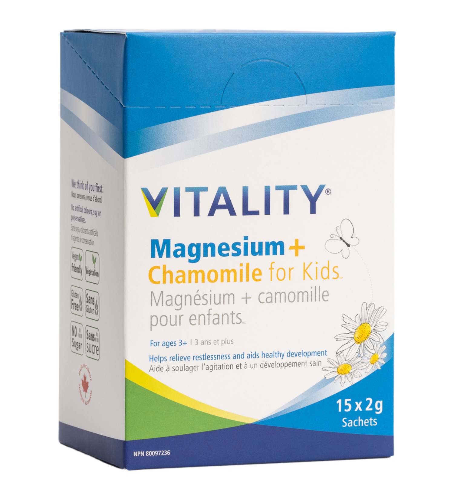 Vitality Magnesium + Chamomile For Kids Box of 15 Sachets