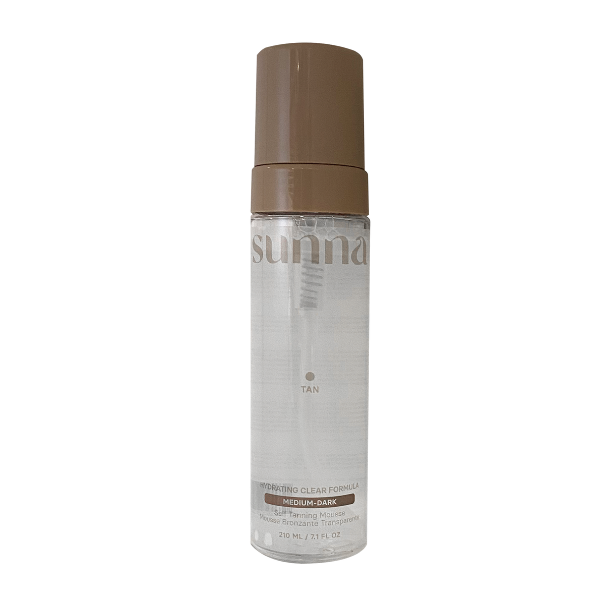 Sunna Tan Clear Express Mousse Self-Tanner with Aloe, Hyaluronic Acid and Kakadu Plum, Clear Fast-Drying Tanning Foam, Light to Medium or Medium to Dark, 210ml - Medium to Dark