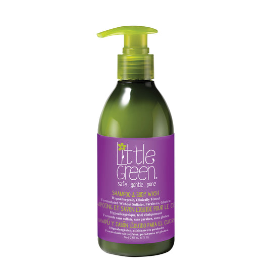 Little Green Kids Shampoo & Body Wash, Tear-Free and Sulfate-Free with Vitamins B5 and E, 240ml or 60ml - 240ml