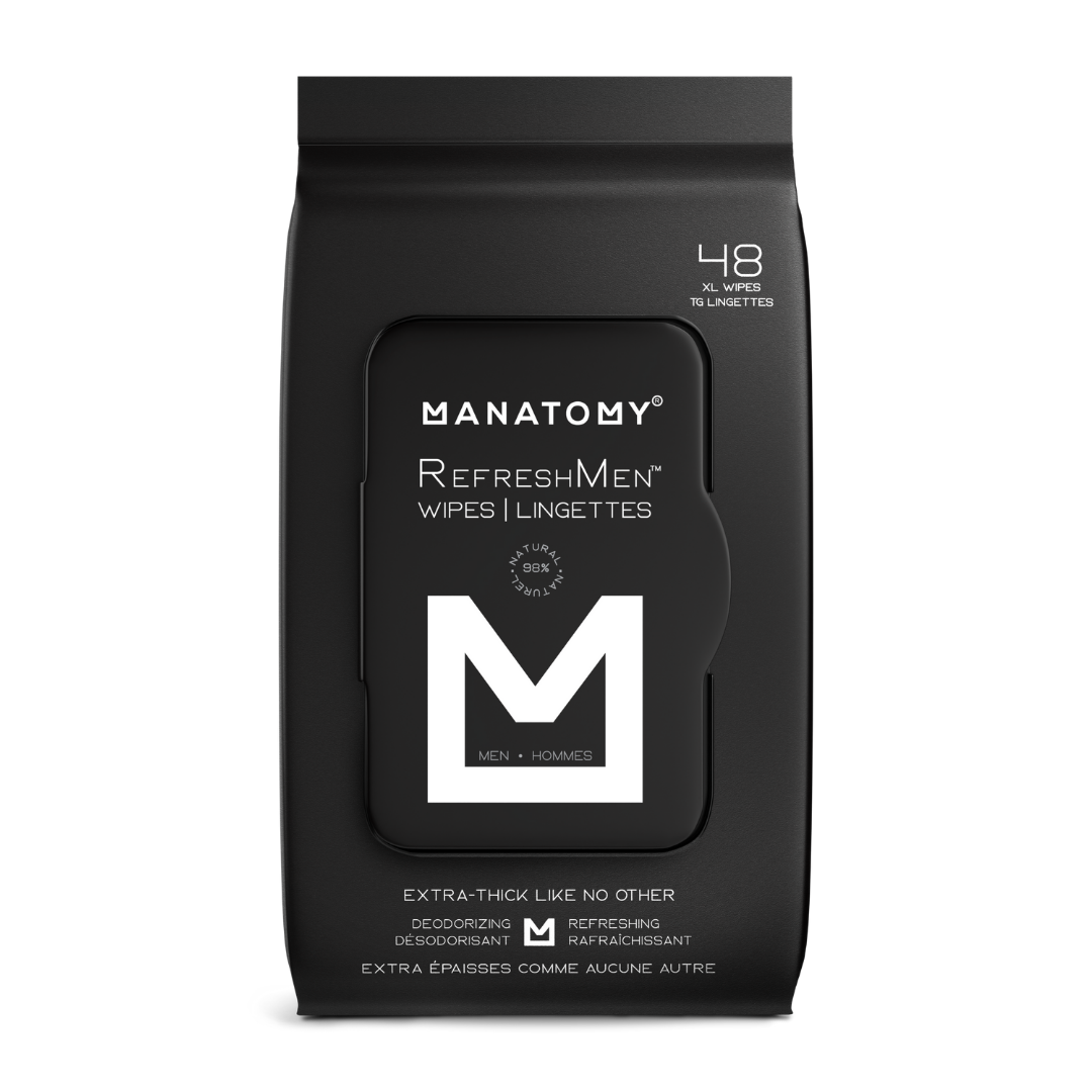 Manatomy RefreshMen Flushable Wipes for Men with Aloe and Chamomile, 24-144 Count - 48 Wipes