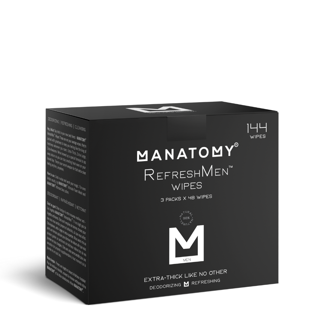 Manatomy RefreshMen Flushable Wipes for Men with Aloe and Chamomile, 24-144 Count - 144 Wipes Value Pack