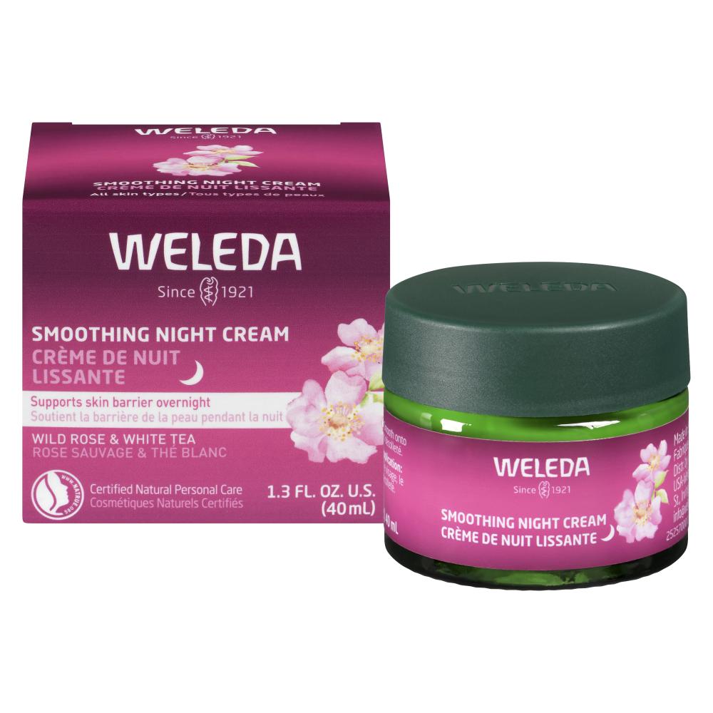 Weleda Smoothing Night Cream with Wild Rose and White Tea, Nourishing Overnight Cream for First Fine Lines, 40ml
