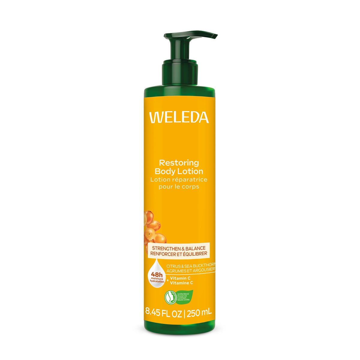 Weleda Restoring Body Lotion with Sea Buckthorn and Vitamin C, Moisturizing Body Lotion for Dry Skin, 250ml