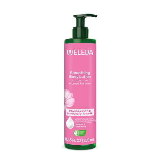 Weleda Smoothing Body Lotion with Wild Rose and Vitamin E, Floral Moisturizing Lotion for Soft, Supple Skin, 250ml