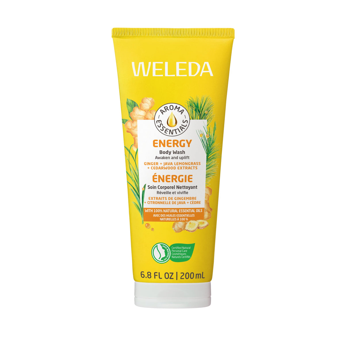 Weleda Body Wash in Pamper, Energy or Relax Scent, Gentle Shower Wash with Natural Essential Oils, 200ml - Energy