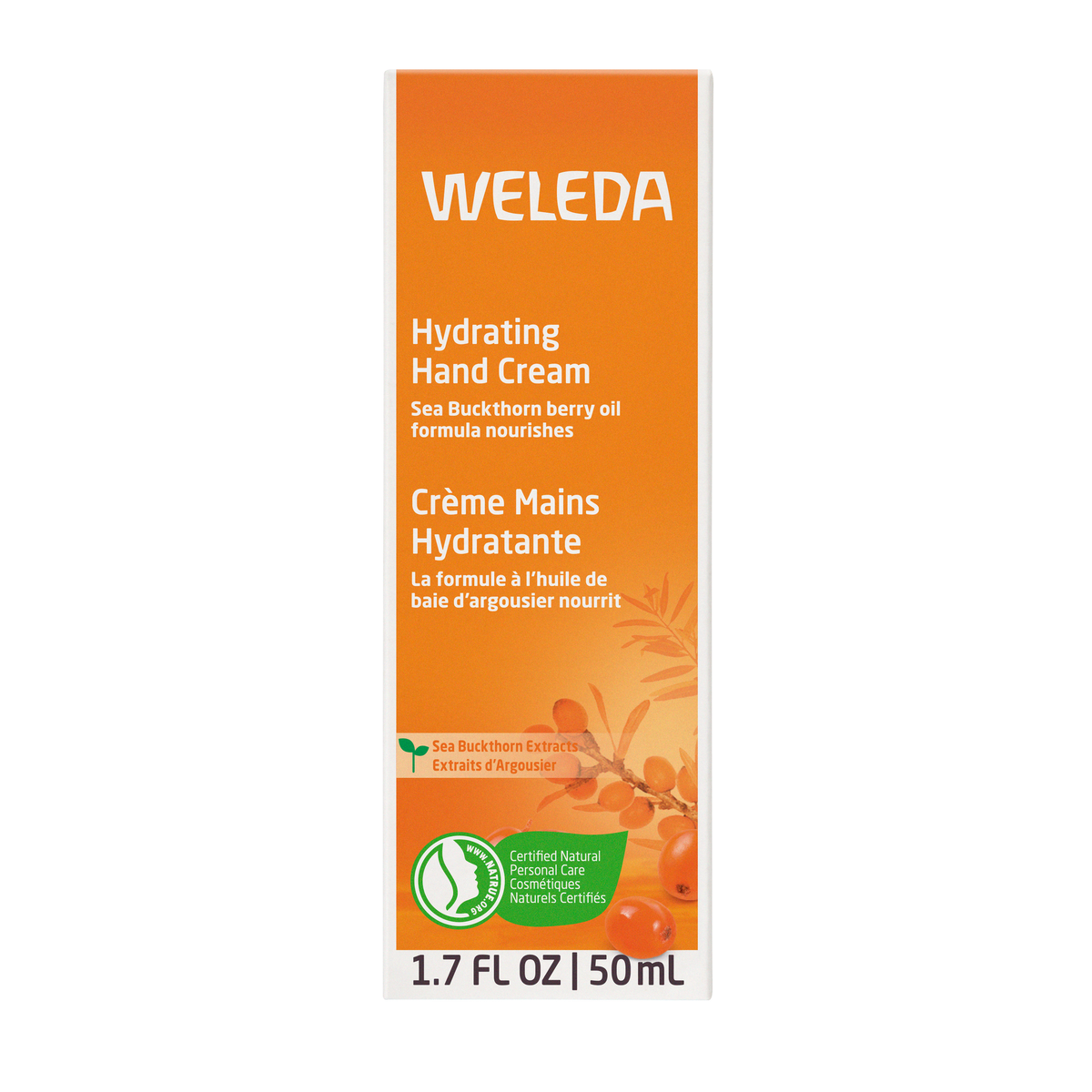 Weleda Hydrating Hand Cream with Sea Buckthorn and Sesame Oil, Light Everyday Hand Cream with Grapefruit and Mandarin, 50ml