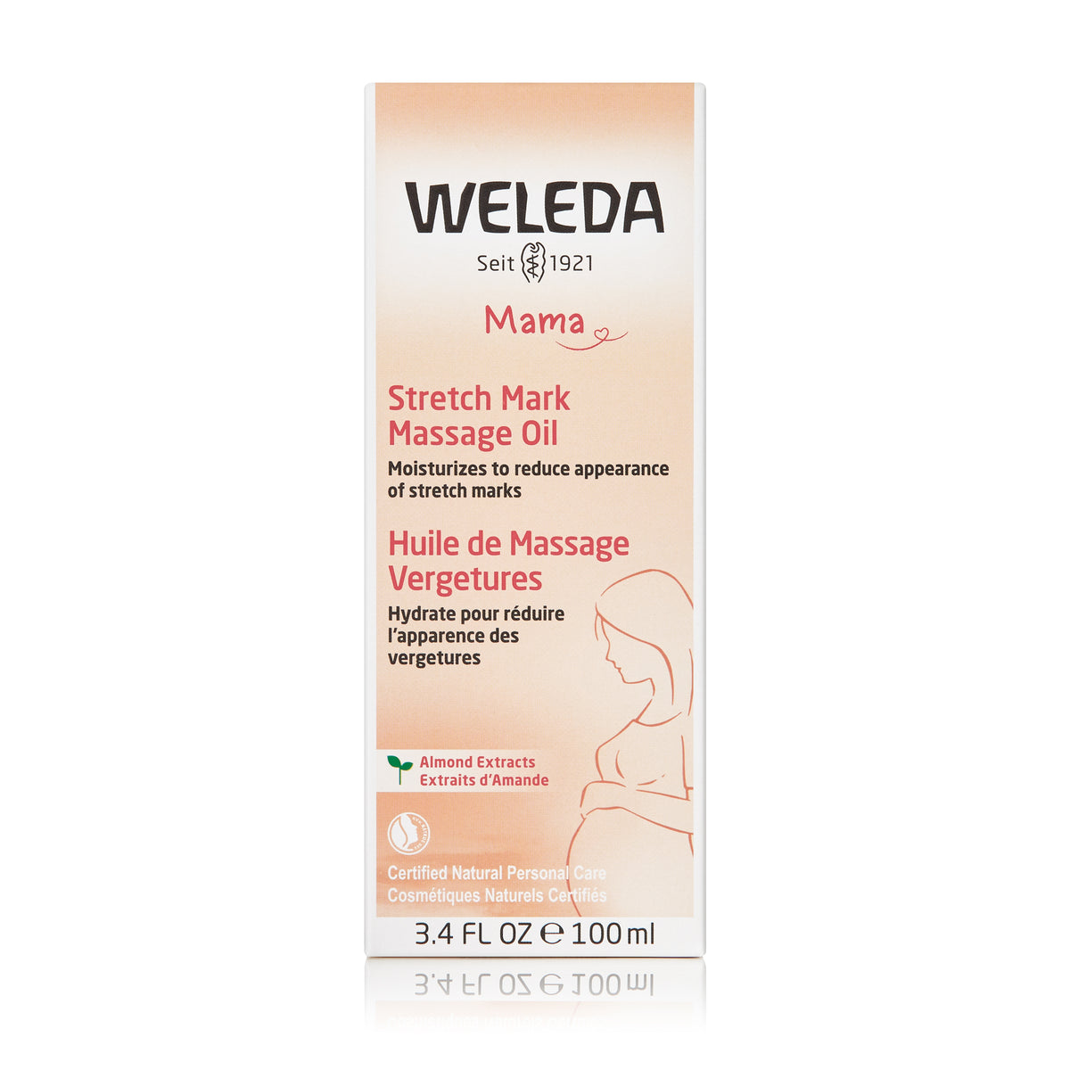 Weleda Stretch Mark Massage Oil with Almond, Jojoba and Wheat Germ Oils, Pregnancy Body Oil for Supple Skin, 100ml