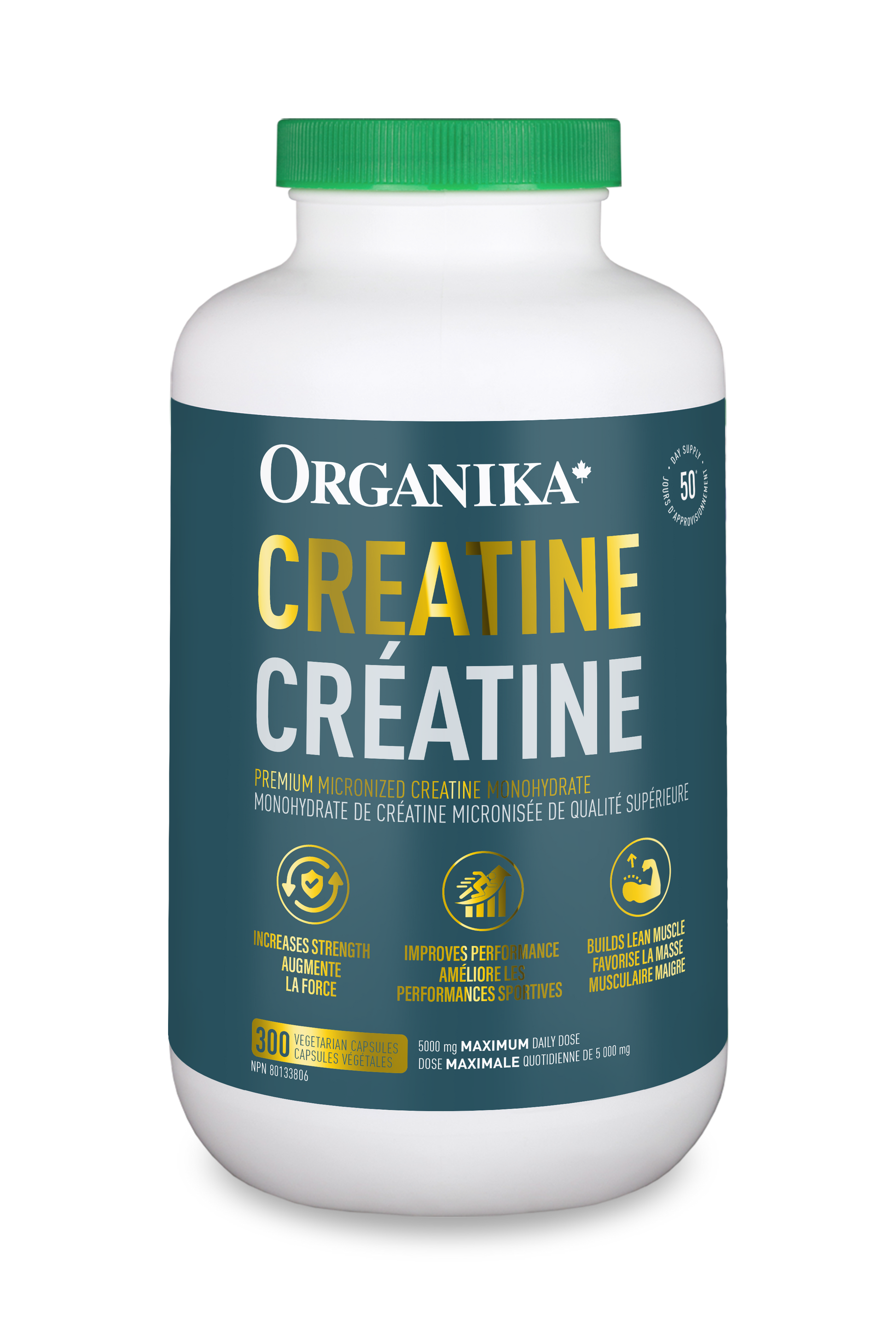 Organika Creatine Monohydrate Capsules, 300 Capsules