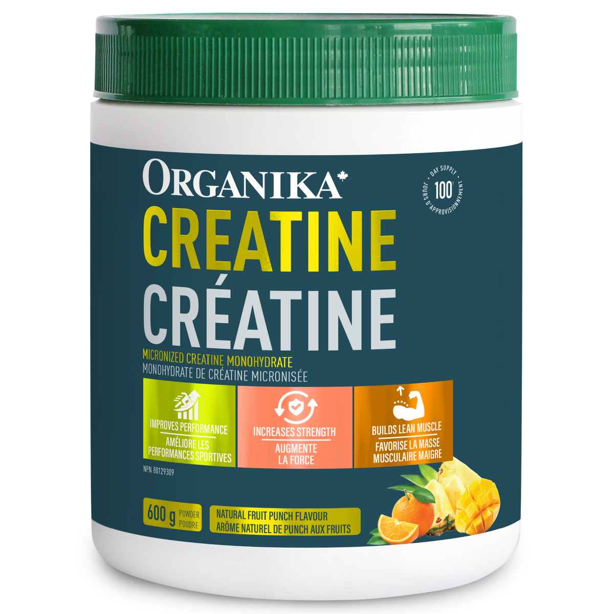 Fruit Punch Powder 600g | Organika Creatine Monohydrate Fruit Punch Powder 600g