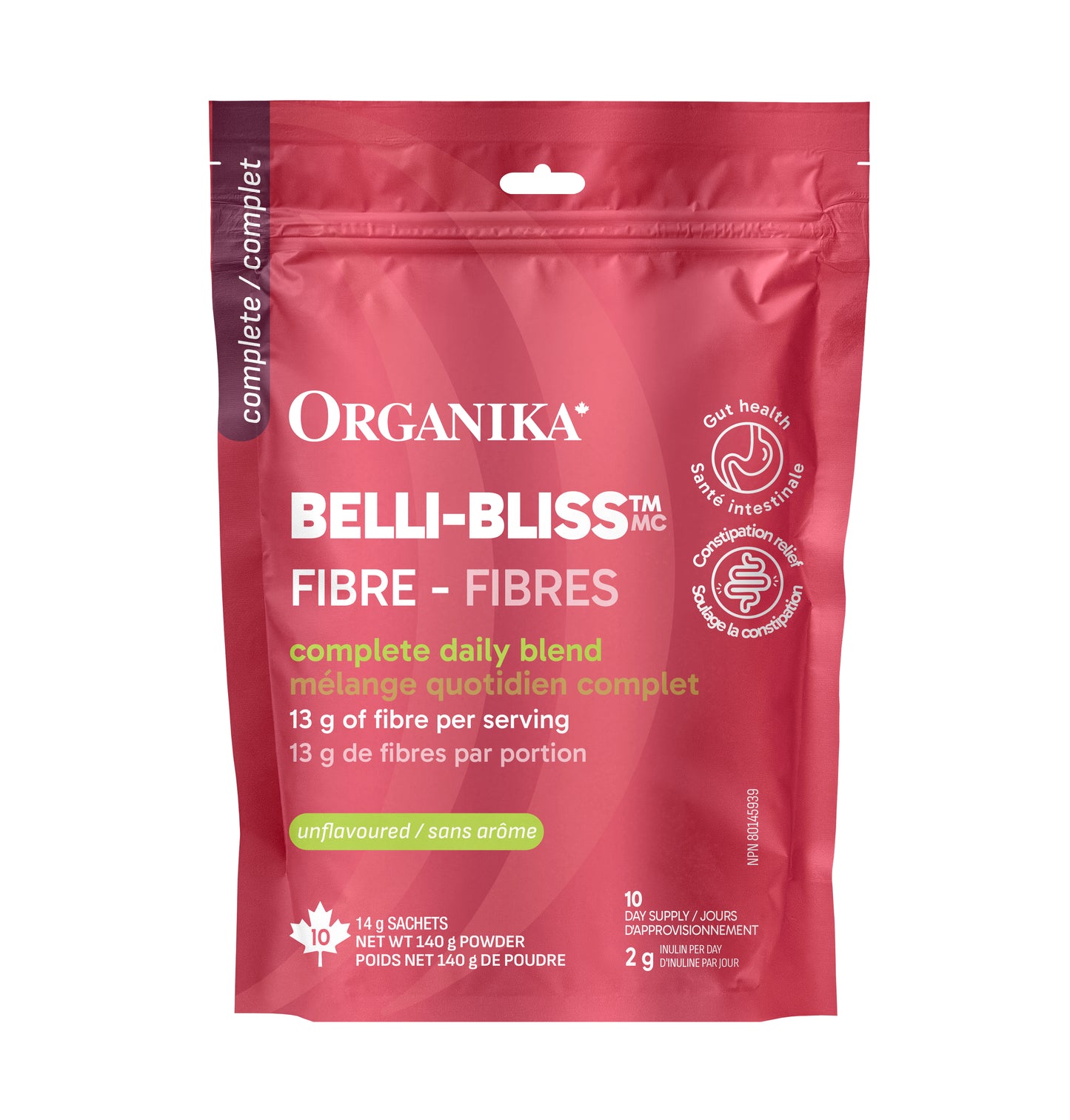 Organika Belli Bliss Fibre, Prebiotic Fibre in Tubs or Single-Serve Sachets, 420-450g or 10 Sachets