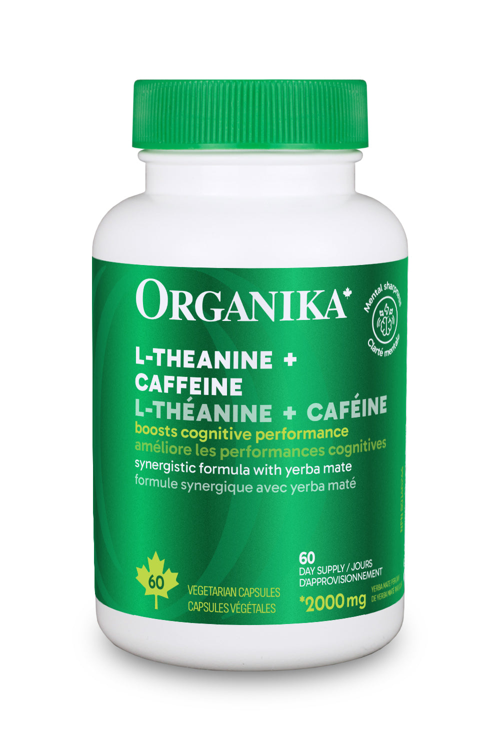 60 Vegetable Capsules | Organika L-Theanine + Caffeine 60 Vegetable Capsules
