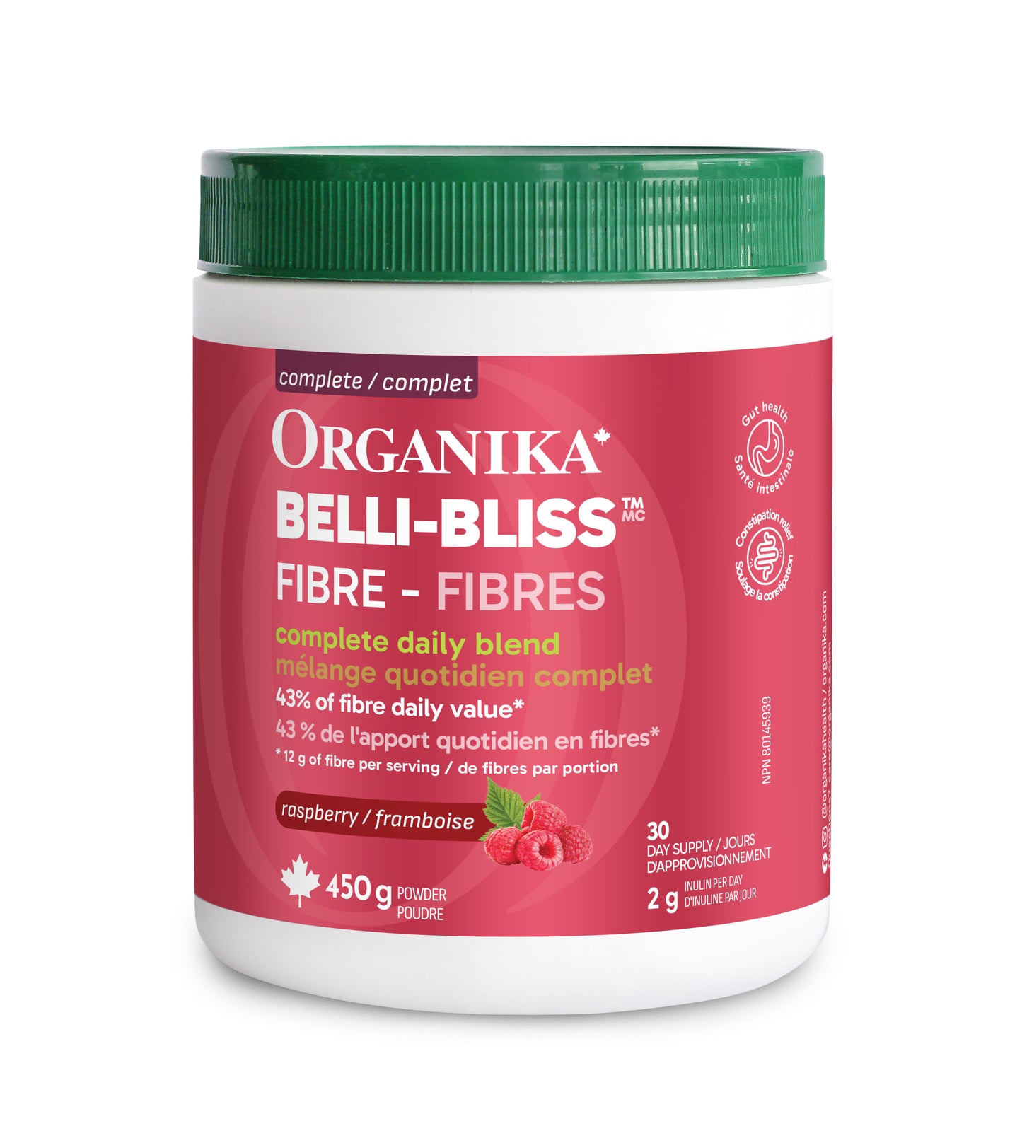 Raspberry 450g Tub | Organika Belli Bliss Fibre Raspberry