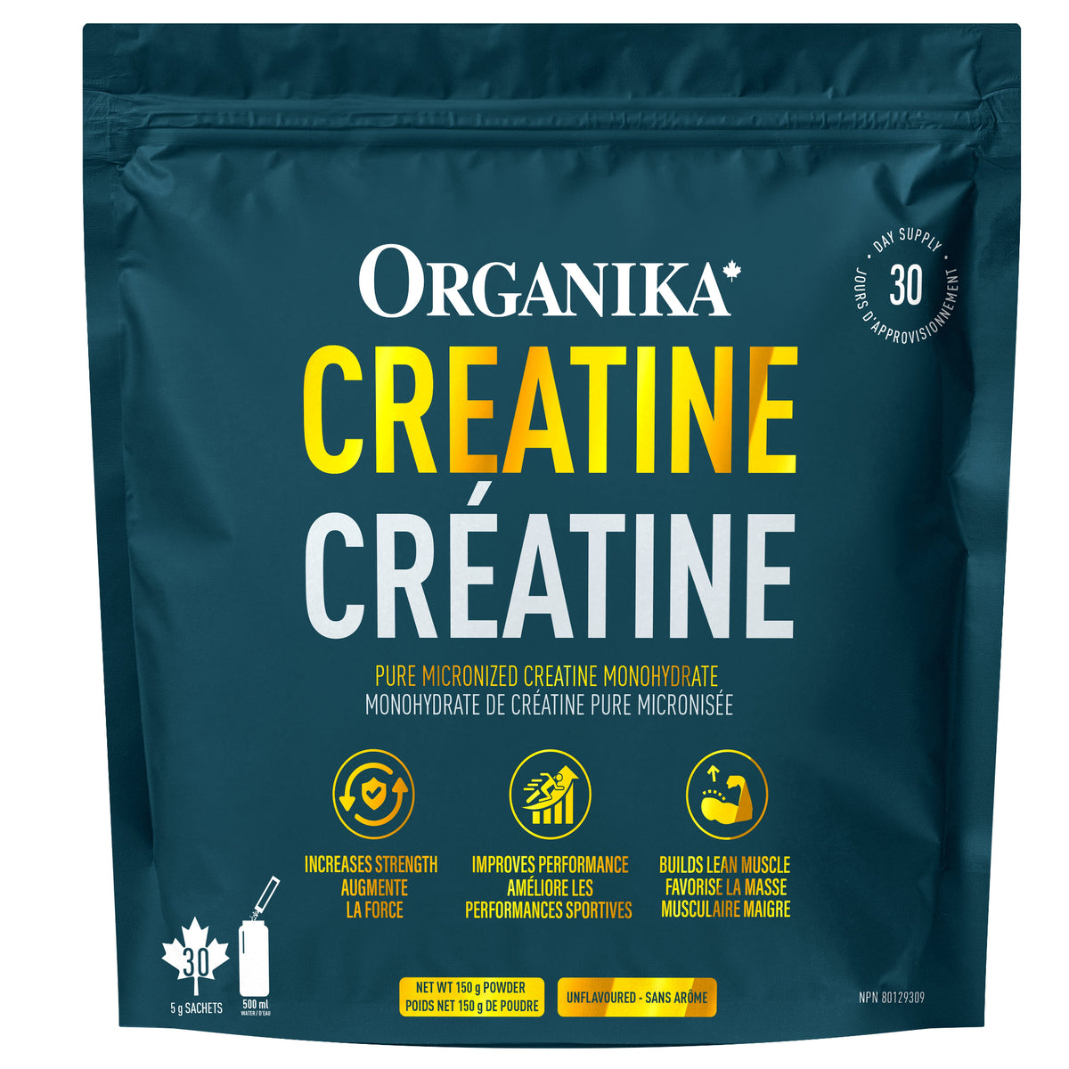 30 Stick Packs | Organika Creatine Monohydrate 30 Stick Packs