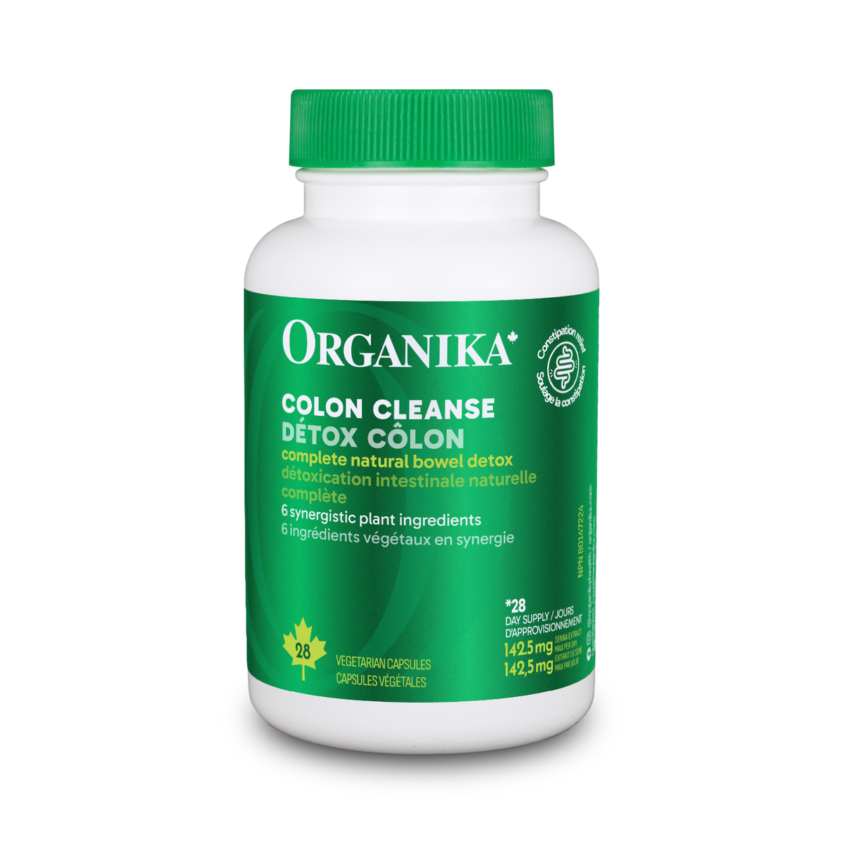 Organika Colon Cleanse with Senna, Cascara and Psyllium, Herbal Laxative for Occasional Constipation, 28 Vegetarian Capsules