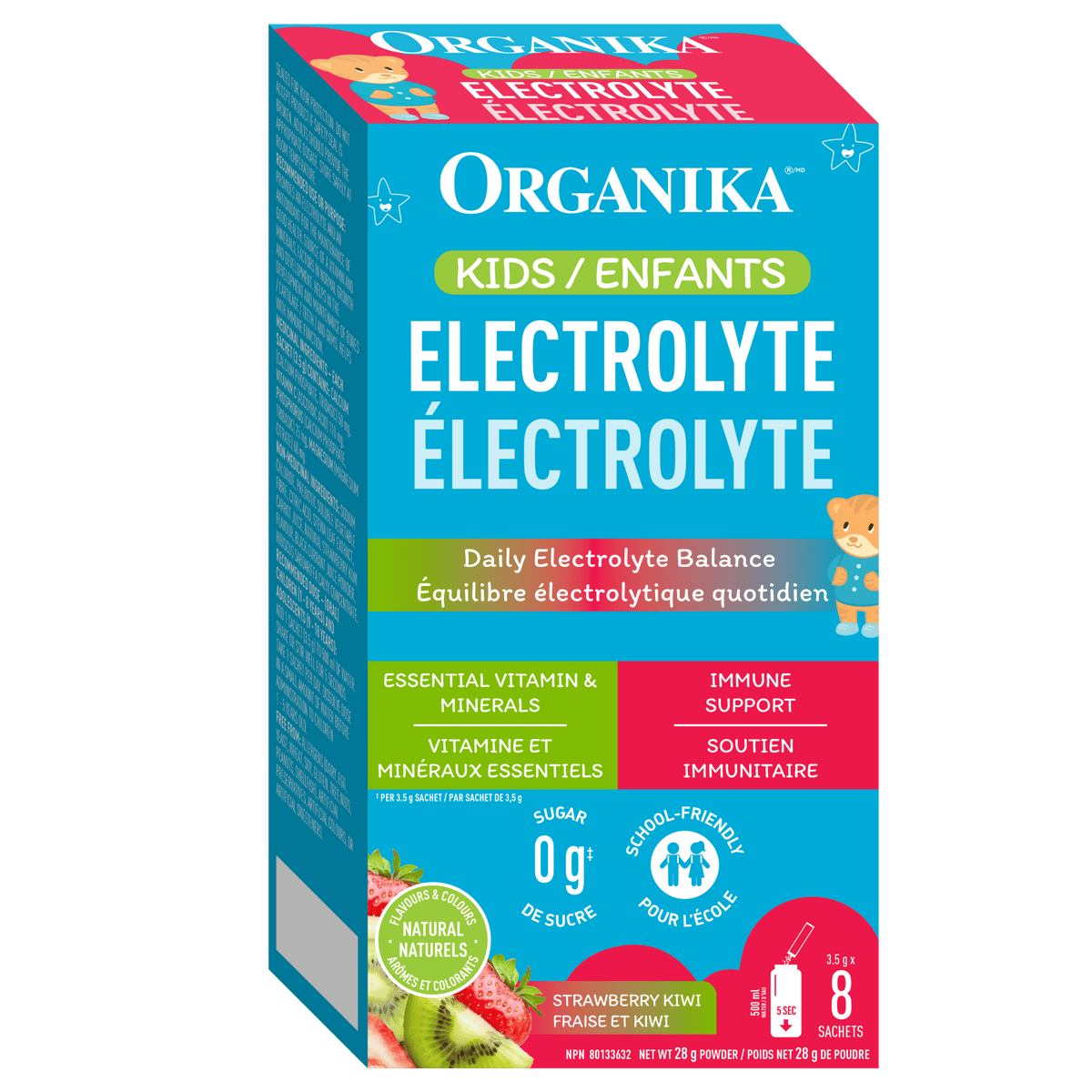 Strawberry Kiwi 8 Sticks | Organika Kids Electrolytes Strawberry Kiwi