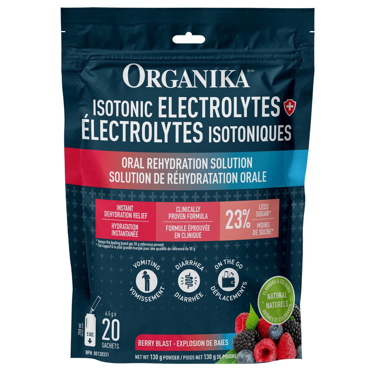 130g Berry Blast | Organika Isotonic Electrolytes Powder