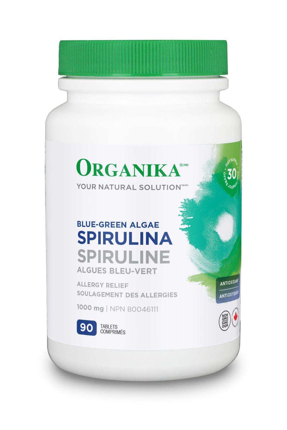 Organika Spirulina 1000mg Tablets,  Blue-Green Algae, 180 Tablets
