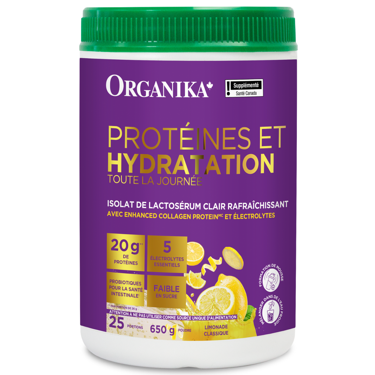 650g Classic Lemonade | Organika All Day Protein Hydrator Powder