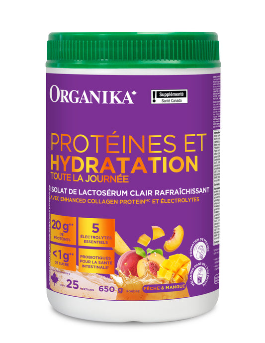 Organika All Day Protein Hydrator, Whey Protein, Collagen, Electrolytes and Probiotics, 650g Tub or Single-Serve Sticks