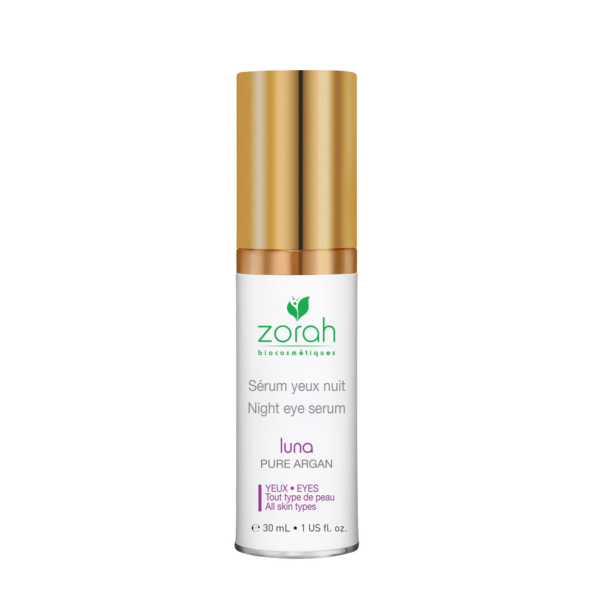 Zorah Luna Night Eye Serum with Red Algae, Moringa and Horse Chestnut, for Fine Lines, Dark Circles and Puffiness, 30ml