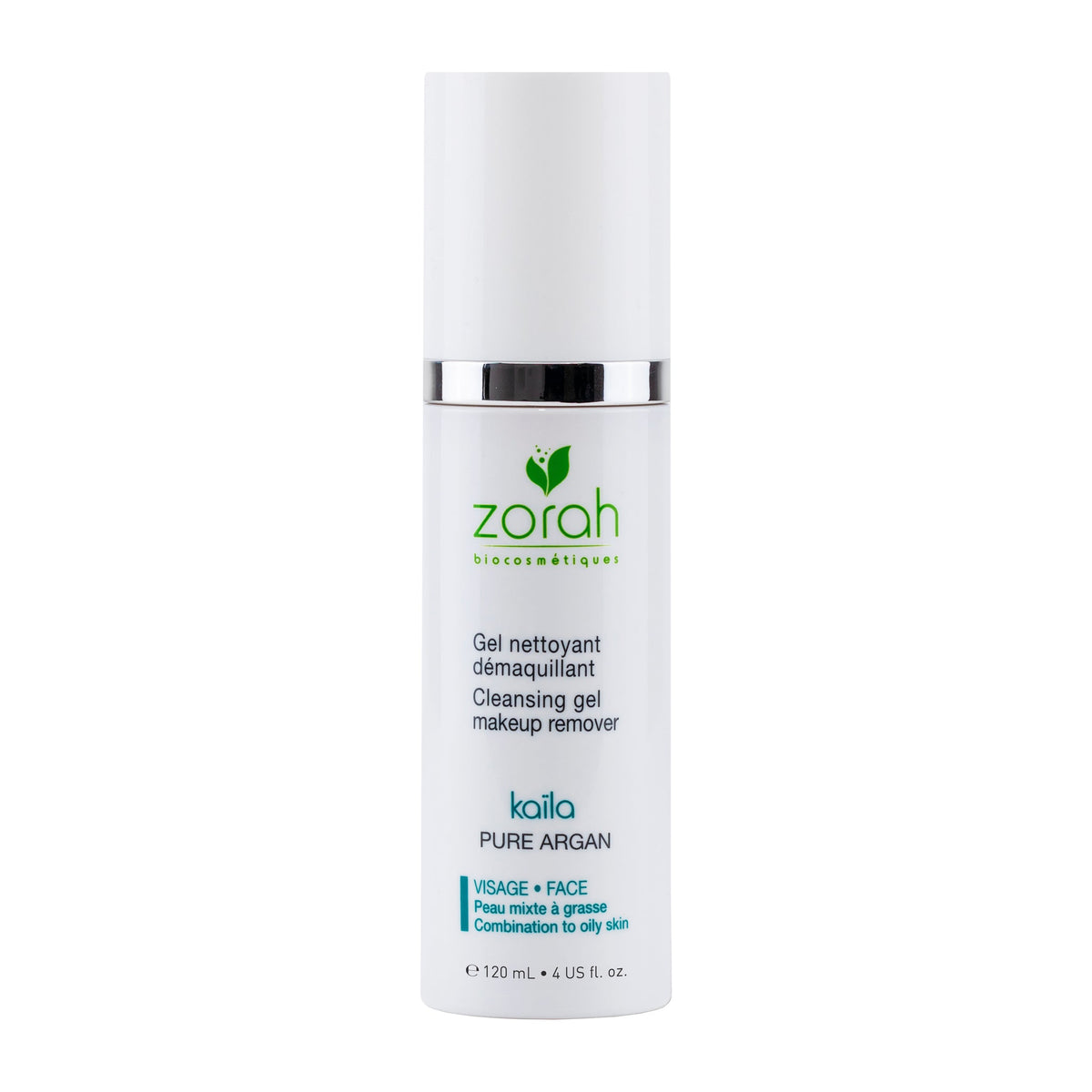 Zorah Kaïla 2-in-1 Cleansing Gel and Makeup Remover with Organic Marshmallow Leaf, for Oily Skin and Sensitive Eyes, 120ml
