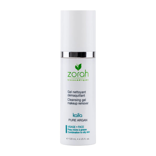 Zorah Kaïla 2-in-1 Cleansing Gel and Makeup Remover with Organic Marshmallow Leaf, for Oily Skin and Sensitive Eyes, 120ml
