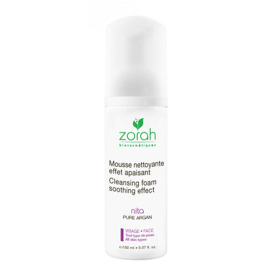 Zorah Nita Cleansing Foam with Organic Lemon Balm and Burdock, Gentle Foaming Face Wash for Sensitive Skin, 150ml