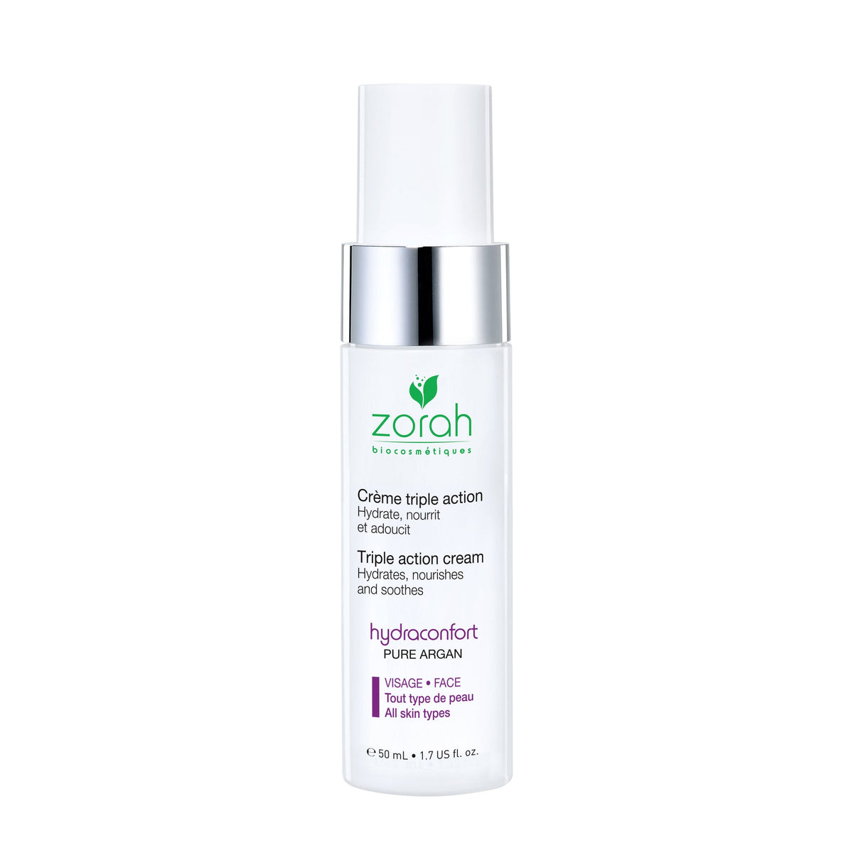 Zorah HydraConfort Triple Action Face Cream with Organic Argan Oil and Astaxanthin, Light Moisturizer for Dry Skin, 50g