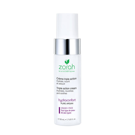 Zorah HydraConfort Triple Action Face Cream with Organic Argan Oil and Astaxanthin, Light Moisturizer for Dry Skin, 50g