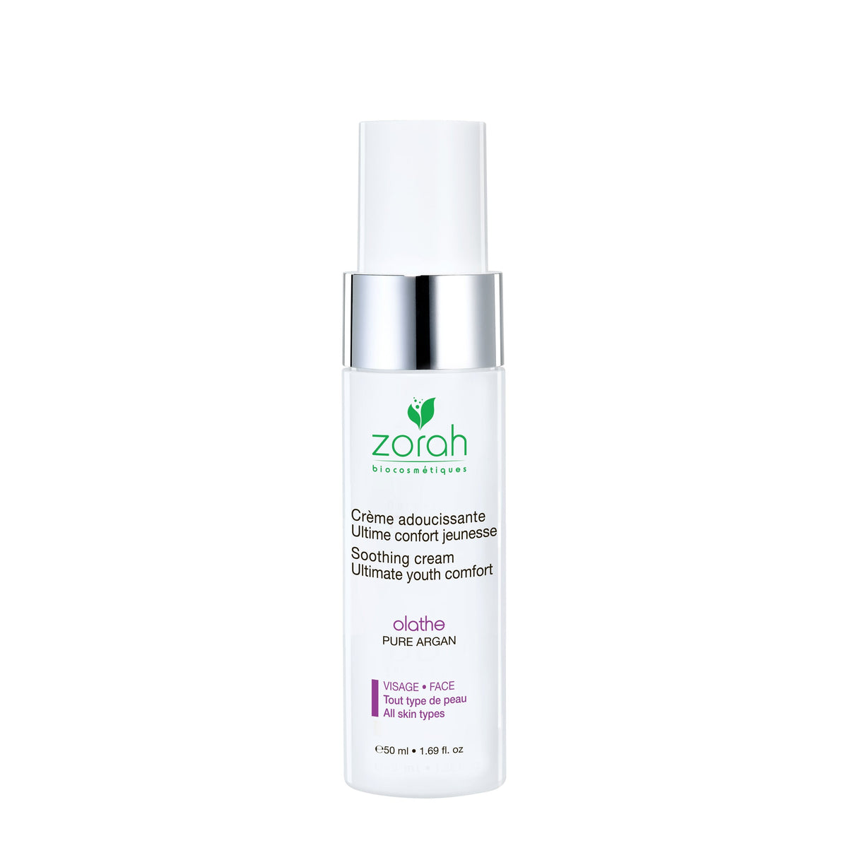 Zorah Olathe Soothing Moisturizing Cream with Marshmallow, Organic Argan and Camellia Oils, Light Daily Face Cream, 50ml