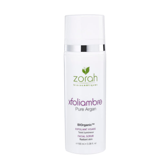 Zorah Xfoliambre Facial Scrub with Argan Oil and Amber Micro-Crystals, Gentle Exfoliator for Sensitive Skin, 100ml