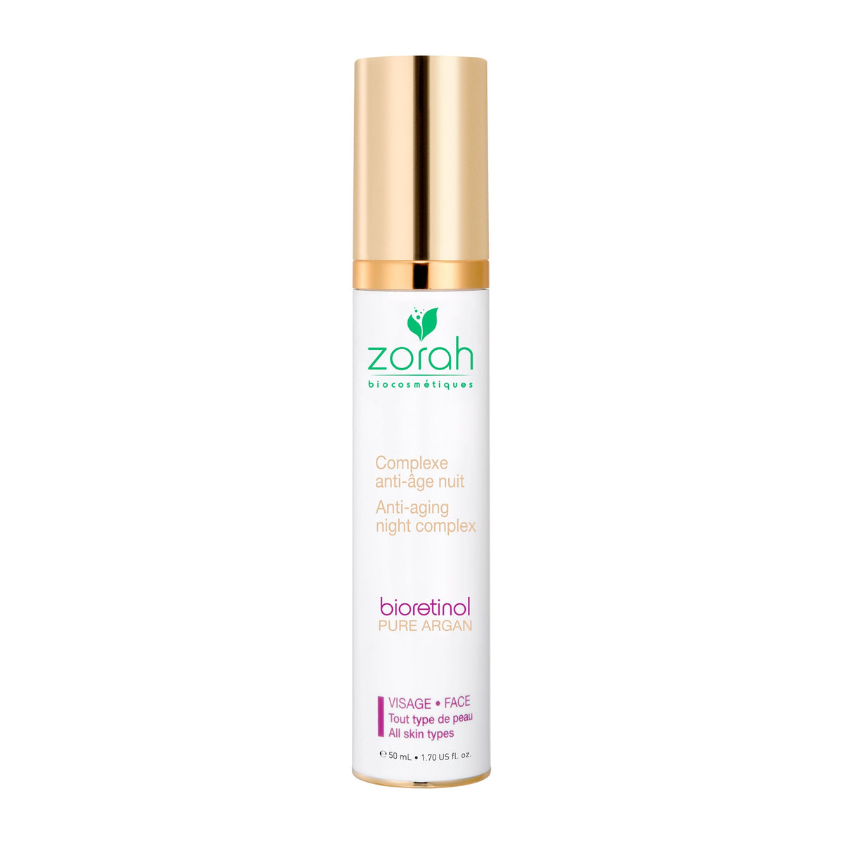 Zorah Bioretinol Anti-Dark Spot Night Complex with Bakuchiol Phyto-Retinol and Organic Argan Oil, for Sensitive Skin, 50ml