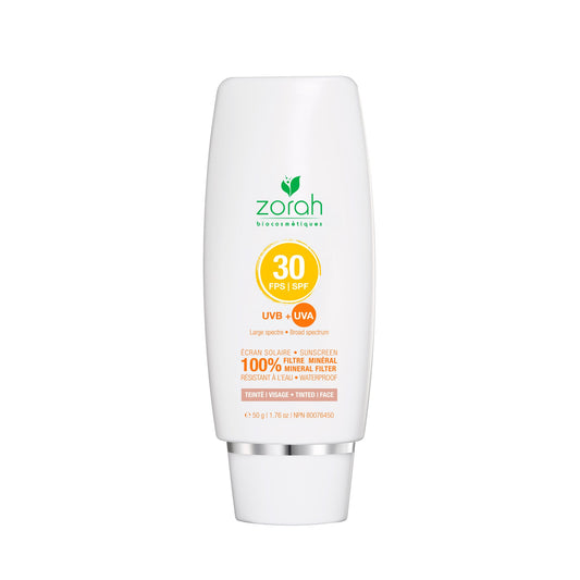 Zorah Tinted Mineral Sunscreen SPF 30 with Zinc Oxide, Titanium Dioxide and Argan Oil, Broad Spectrum Face Sunscreen, 50ml