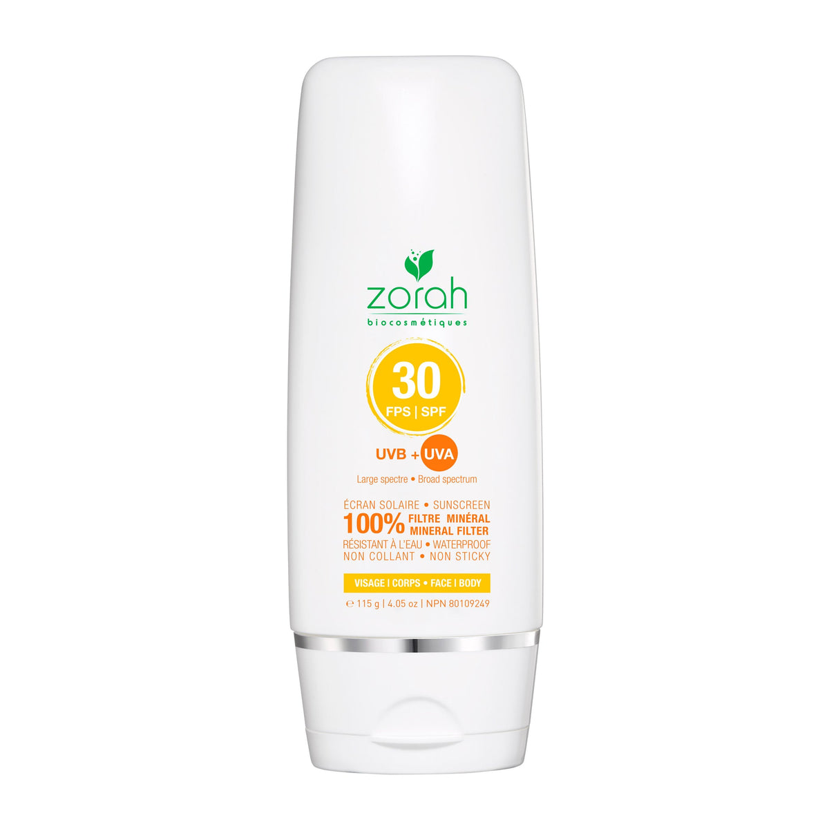 Zorah Mineral Sunscreen SPF 30 with 24.7% Non-Nano Zinc Oxide and Argan Oil, Broad Spectrum for Face and Body, Family Size, 115g
