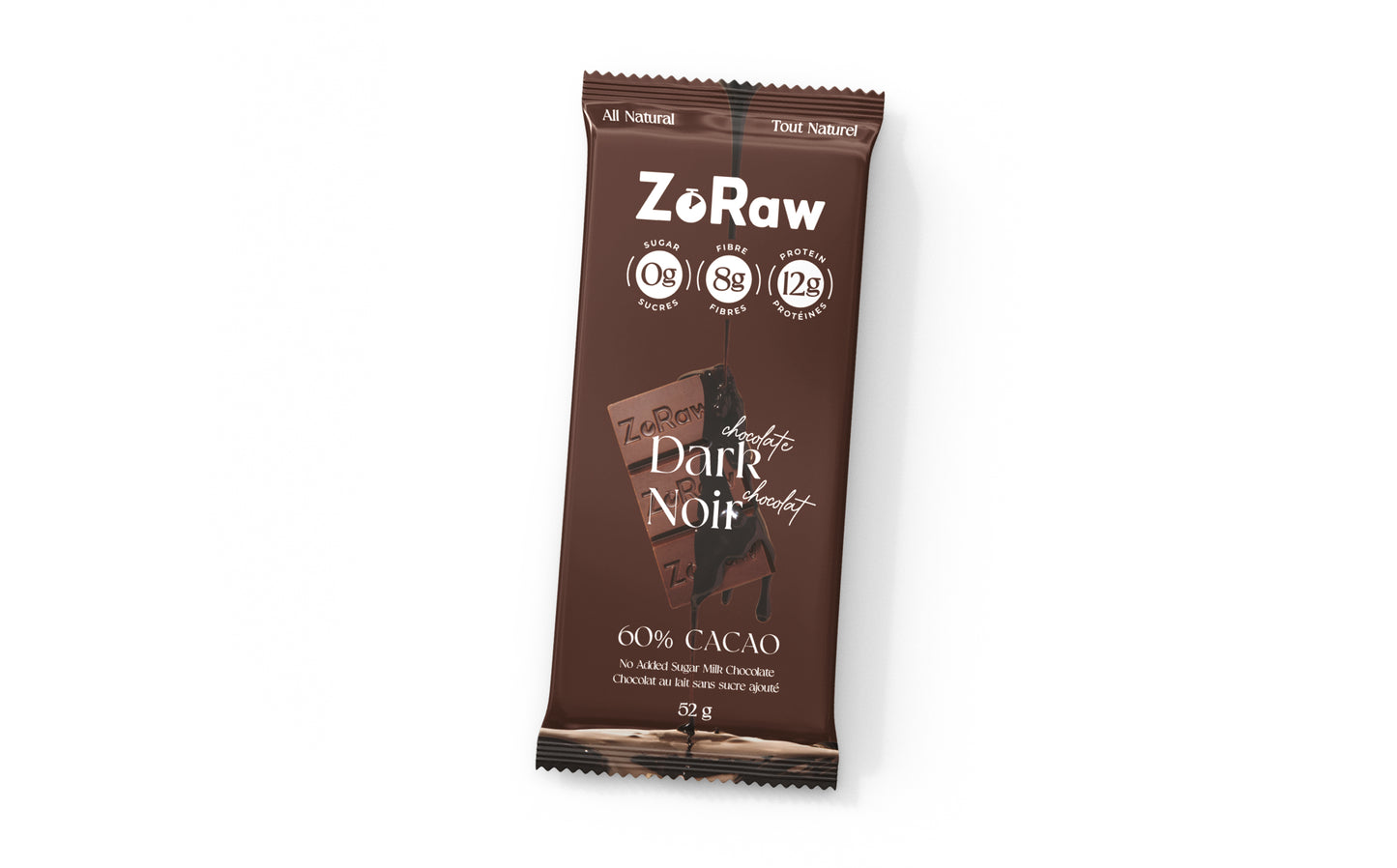 ZoRaw Chocolate Bars with Protein 60% Dark Chocolate